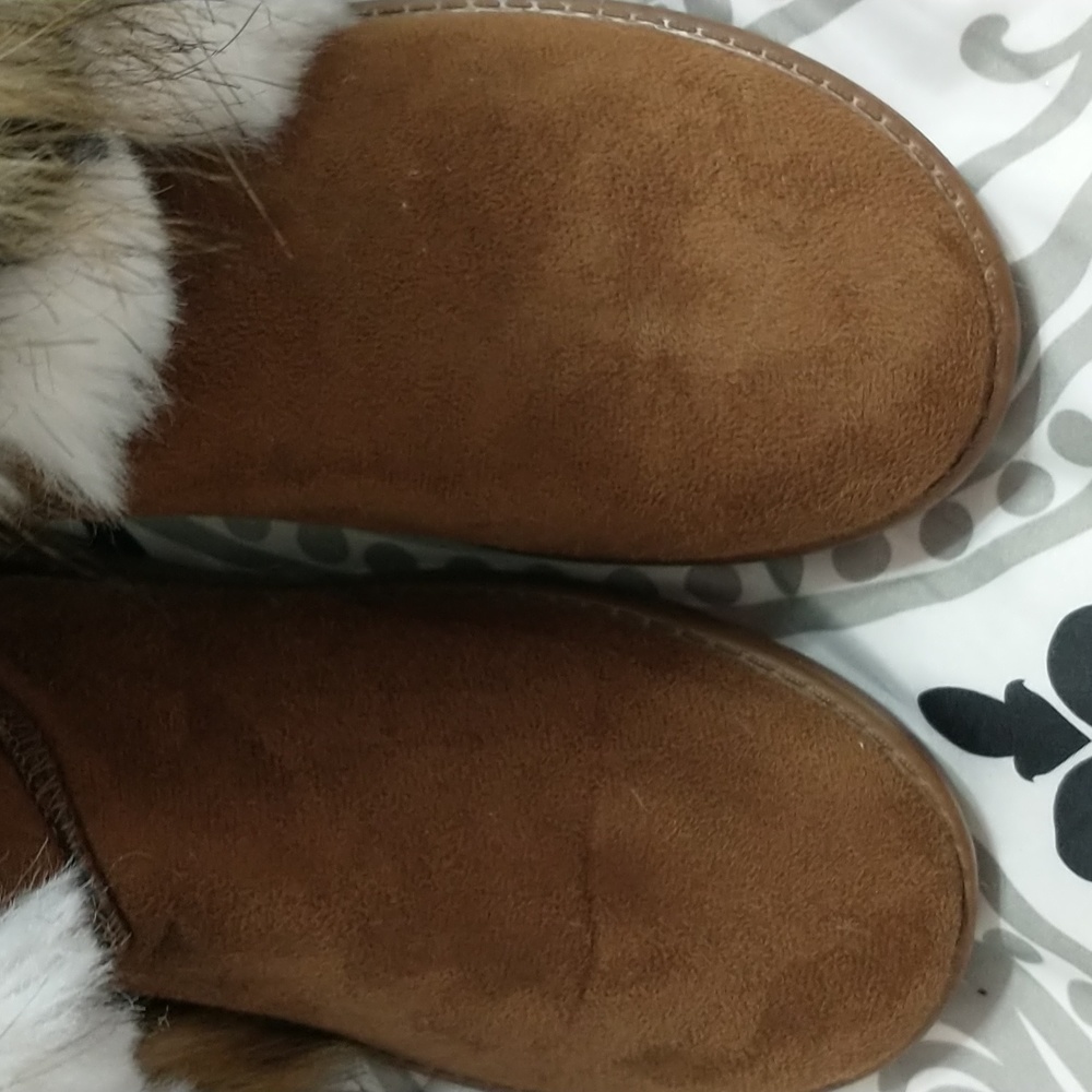 Ladies rabbit fur faux fur inside suede boots SZ 39 (8) - Picture 7 of 9